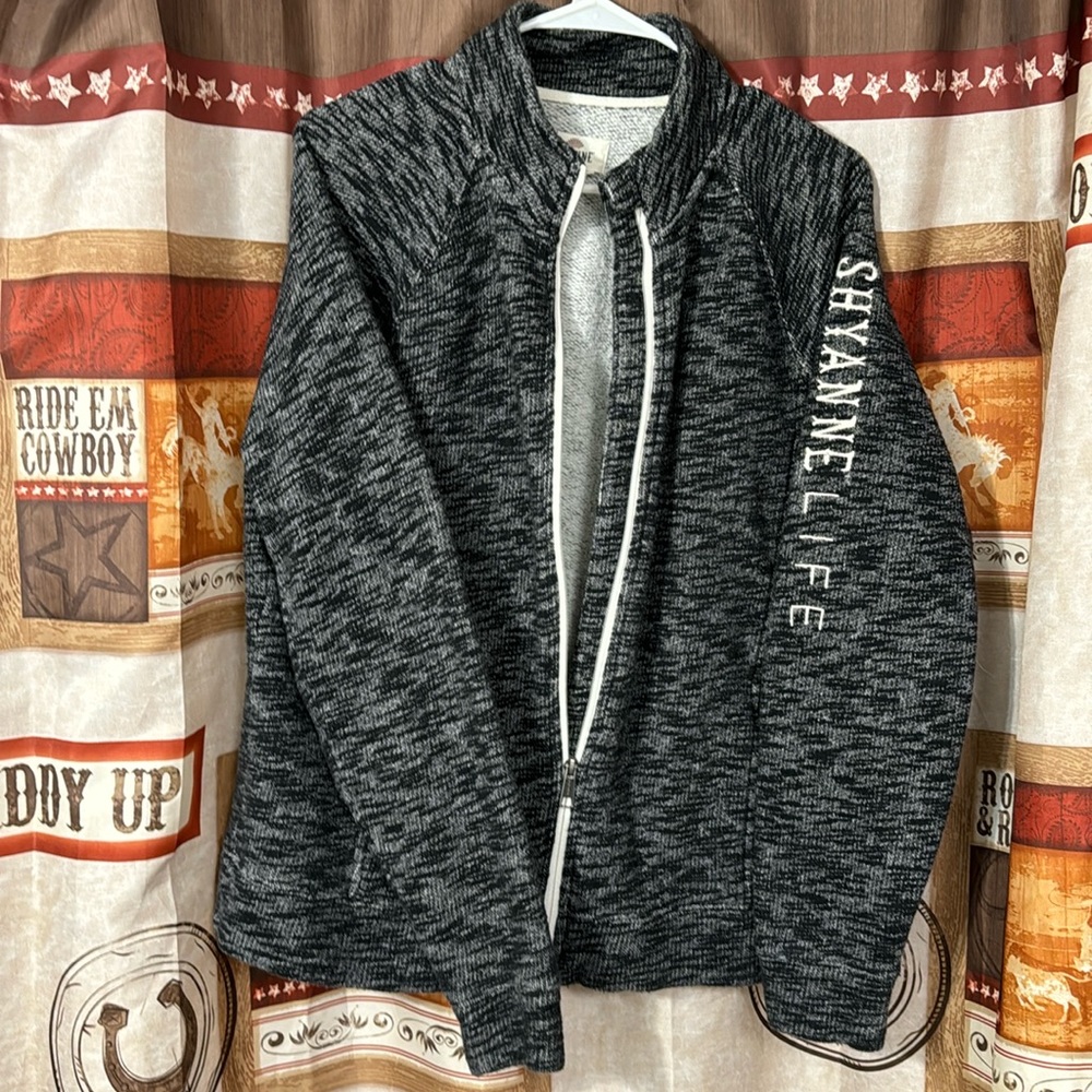 Shyanne Women's Shyanne Life Marked Zip Embroidered Charcoal Sweatshirt